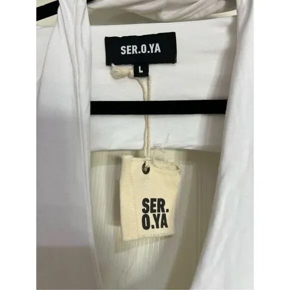 Revolve SER.O.YA Dress Womens Size Large White Lana Mini Sleeveless Halter Shrug - Picture 4 of 12